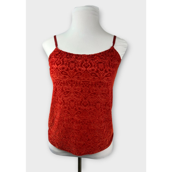 Y2k Holly Flock by Lucky Brand Velvet Burnout Spaghetti Strap Top Paisley Small - Picture 12 of 14